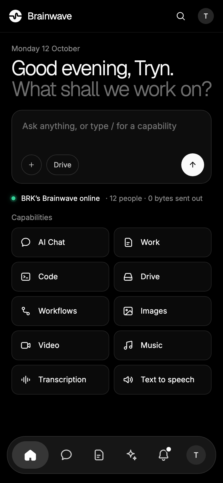 Brainwave iPhone app home screen