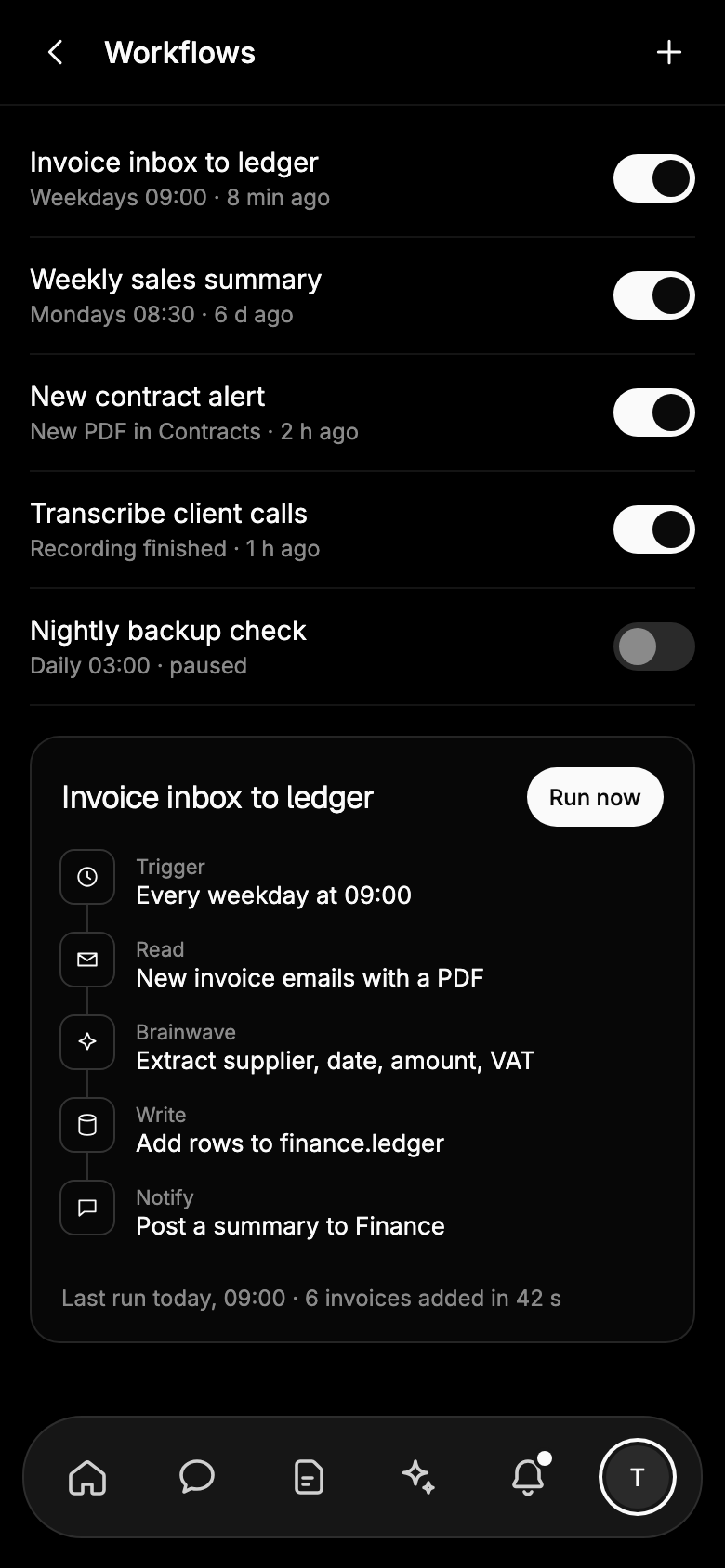 Brainwave iPhone app: Workflows