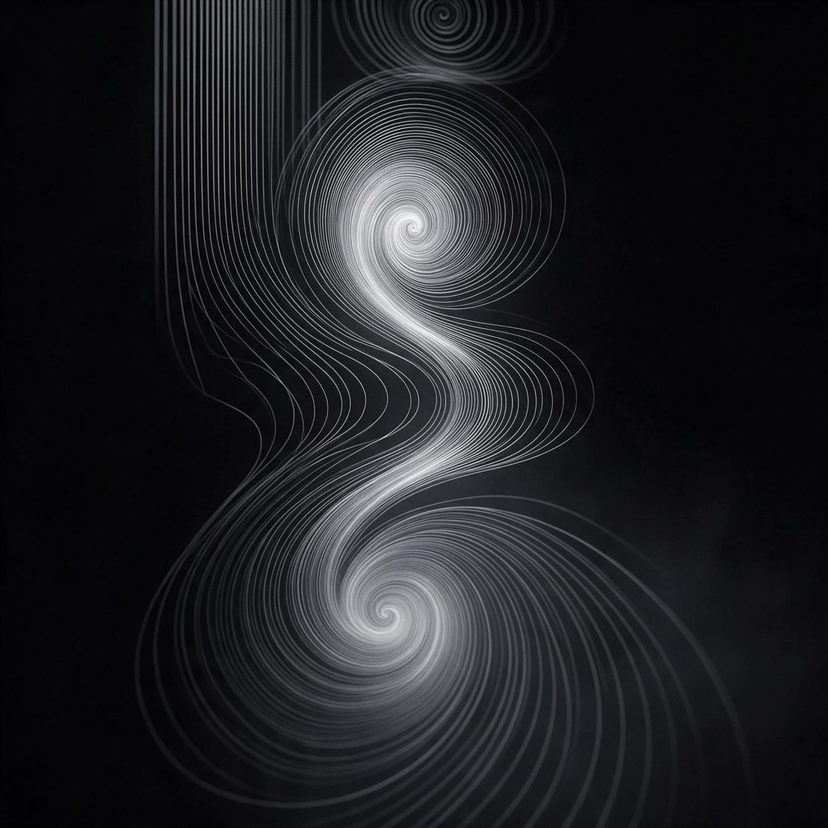Generated image: a flowing line of white light